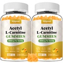 2 Pack Acetyl L- karnitin kiegészítés, Natural Nutrition Supplement for Boost Energy, Immunity, Vegan, Orange Flavor, 120 Count