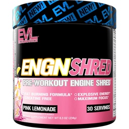 EVL Ultimate Pre Workout Powder - Termogén Fat Burn Support Előedzés Powder Drink lasting energia fókusz és Stamina - ENGN Shred Intense Creatine Free Pretusion Drink Mix - Rózsaszín Lemonade
