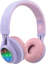 Riwbox WT-7S Kids Bluetooth Headphone Light Up, Follable Stero Wireless Headset, Microphone és Volume Control, Kényelmes és tartós, PC / Tabletta / TV / Travel (lila)