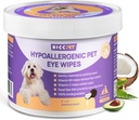 HICP PET szemtörlők kutyák és macskák, Vet- ajánlott kutya szem fertőzés kezelése, gyengéden távolítsa el a könnyes Sear, Deposition, mentesítés - Hypoallergenic Pet Eye mosó tisztító szemek, ráncos, arc - 100pcs