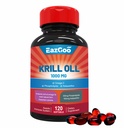 Antarktisz Krill Oil 1000mg, Omega 3 Supplement EPA, DHA, Foszfolipidek és Astaxanthin- 120 Softgels
