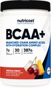 Nutricost BCAA + hidratáló por (trópusi puncs) 30 szervadékok - elágazó láncú aminosavak hidratáló komplexdel - gluténmentes, nem GMO