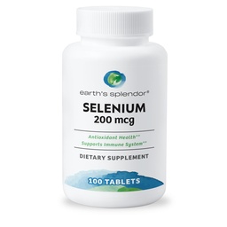 Earth 's Splendor Selenium 200 mcg Supplement for men & women, Support Antioxidant Health and Immune System (100 tabletta, 3 + hónap ellátás)