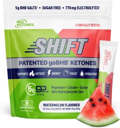 Real Ketones BHB Exogenous Ketones Drink Mix Packets Keto Electrolites Powder Packets No Sugar with 4 Main Basting Electrolites Plus Hydrating Patented Keto BHB - 30 Count görögdinnye