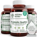 Természetes nutra probiotikus Quattro - Advanced probiotikus kiegészítés 4 erős törzsekkel, beleértve a Lactobacillus Acidophilus, Bifidus - Támogatók Digestive and Immune Health - 50 vegetáriánus kapszula