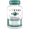 Viteyes Natural Astaxanthin, Relieve Fáradt szem és szem Strain, Sourced from Algae, Skin Hydration, Heart & Brain Health, 4-8 mg Natural Astaxantin, 90 Softgels