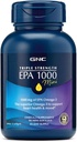 GNC Triple Strength Fish Oil EPA 1000 Mini, 1000mg Omega 3, Mini Softgels, Supports Eye, Agy, Bőr, Egészséges trigliceridek, Heart, Joint, Coated to Control Fishy Burps, 45 Servings