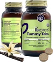 SUNBIOTICS Tummy Tabs - Rágóképes probiotikus és prebiotikus tabletták 18 milliárd CFU-val 4 probiotikus törzset a jó gut flóra, immunrendszer, & kiegyensúlyozott mikrobiom - vanília, (1-es csomag)