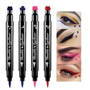 BINGBRUSH Double-oldalas folyékony Stamps Eyeliner Pen, Face Stamps Smink Extremely Fekete Vízálló Slim Gel Felt Tip Magas Fekete Pigment Liquid Eyeliner & Seal resina para tips de gel (Színes)
