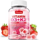 D3 K2-vitamin-kiegészítés felnőttek számára - D3-vitamin 5000 NE + K2 200 µg - VIT D3 K2 gumik kalcium 600mg magnézium-cinkkel és C-vitaminnal nők számára - B0ne támogatás, izom immun