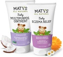 Matys Baby Ekzema & Multivity Ointment 2pk Combo a babáknak 3 hónap +, Soothe Ekzema & Nourish Dry Skin, Steroid / Petroleum free, 3.75oz mindegyik cső