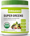 Bio Super Green Superfood Pulver mit Spirulina & Chlorella für Gut Gesundheit, unterstützt Immunität, Verdauungsgesundheit, natürliche Energie, Probiotikum, Antioxidans, Verdauungsenzyme, (300grs)