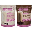 Bomba bombák Co. Bomba növény fehérje, csokoládé és vanília fehérje por 21g fehérje, Amino-acidek, Zéró cukor, Borsó fehérje, Cocoa, Chia magok, Vanilla & Monk gyümölcs, 40 Srvgs