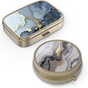 Pill Case Pill Box Mirror Retro Small Pill Case Purse vagy Pocket Bronze Pill Box vagy Vitamins, Halolaj, kiegészítők, Pill Containe Travel Ajándékok 2PCS