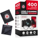 400 Szemüveg tisztítólemez + Mikroszálas ruhadarab az Eyeglass & Lens Cleaner-hez 124; Előmelegített, Egyénileg becsomagolva, Kevésbé Alkoholos Formula 124; Lencse törlők az Eyeglass, Eye Glass, Lenses & Screen-hez