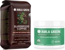Amla Green Organic Ground Superfood Coffee, Medium Roast Gourmet Coffee and 20X Concented Original Amla Power 30 Serving