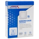 2 "x 2" Dressing (1x1 Pad) AMERX Borded Gaze - Ragasztókötések - Vízálló korlát - Öntapadó határ - Lélegezhető, Hypoallergén - 15 lap per doboz