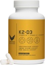 Magas szintű K2D3, K2-vitamin és D3 kiegészítés BioPerine Black Pepper, Dual Action Complex for Heart, Bone, Immune Support, 5000 NE D3, 100 µg K2, Vegetáriánus, 60 Veggie Capsules