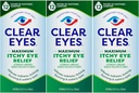 Clear Eyes Maximum Itchy Eye Relief Eye Drops, 0,5 Fl Oz (3-as csomag)