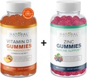 Természetes BioScience Cukor Szabad D3 K2-vitamin Gummees 5000 NE & Cink Gumies 50 mg, Extra Erő, Immuntámogatás, Csontegészség, Szív egészség, Skin Support, 60 Gumi Vitamin