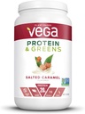 Vega fehérje és zöldség, Sós karamell, Vegán fehérje por, 20g Növényalapú fehérje, Alacsony szénhidrát, Keto, Tejmentes, Gluten mentes, Nem GMO, Borsó fehérje nőknek és férfiaknak, 1.7 Pounds (25 Servings)