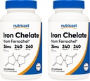 Nutricost Chelated Iron, As Ferrochel, 36mg, 240 kapszula (2 üveg)