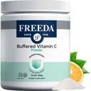 FREEDA Pufferált C-vitamin por - Gyenge gyomor, Kosher & Vegan, magas abszorpciós immuntámogatás, Sugar- mentes kalcium aszkorbát antioxidáns kiegészítés (16 oz)