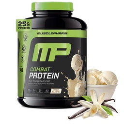 MusclePharm Combat Protein Powder, Vanilla Flavor, Fuels Muscles for Productive Workouts, 5 Protein Források, beleértve a savó fehérje izolát & Egg Albumin, Gluten Free, 4 lb, 52 Servings