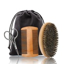 Haj Dough Beard Brush & Comb, Olló készlet a férfiak, Set magában foglalja Soft Boar Bristle Brush, Bamboo Wide Tooth Comb, és Mustache Triming Scolor, Straighten & Soften Your Beard