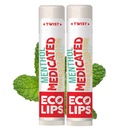 Eco Lips Certified Organic Medicated Lipbalm for Cold Sores & Fever Blisters with Menthol, Tea Tree and Lemon Balm 2 pack by Eco Lips 100% Natural. Made in USA