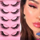 Fox Eye Lashes Wispy Eyelash 19mm Hosszú Macska Szem Angyal Wing Lamps Faux Mink Hamis Szempilla Natural Look 5 Pairs Pack (XF06)