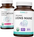 Szoptatás Support & Lions Mane (1- hónap ellátás) Anyák elme bundle szerves tejelés támogatás - támogatás szoptató anyák (60 kapszula) & Organic Lions Mane gomba 10: 1 kivonat (60 Capules)