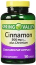Spring Valley - Fahéj 500mg Plus Króm, Twin Pack, 2 üveg 180 kapszula