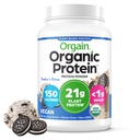 Orgain Organic Vegan Protein Powder, Cookie & Cream - 21g Plant Based Protein, 7g Prebiotic Fiber, Low Net Carb, No Laktóz Összetevők, Nincs hozzáadott cukor, Non-GMO, Shakes & Smoothies, 2,03 lb