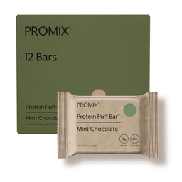 ProMix Nutrition Protein Puff Bars - menta csokoládé - mályvacukor ropogós kezelés - nagy ízű és egészséges On The Go Snack - magas fehérje & alacsony kalóriatartalmú -mentes Gluten, Soy, & Corn - 12 Bár