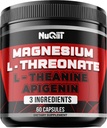 Magnézium L- Threonate, L- Theanine, Apigenin kiegészítés - 60 kapszula - Lenyűgöző előnyei koncentráció, kényelmes elme és agy egészség - 10% elemi magnézium
