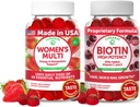 Lunakai USA Made Womens Multivitamin & Biotin Gumies Bundle - Energy & Hair, Skin, Körömtámogatás - Természetesen ízesített - 60 Non-GMO Gumies