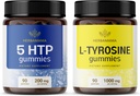 HERBAMAMA L- Tyrosine and Brain Support Kit - 200 mg 5- HTP és 1000 mg L- Tyrosine Gummees - Vegan, Non-GMO, Gelatin- Free - 2 Pack