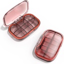 6 Compartment Travel Pill Box, Pill Organizer Moisture Proof Pill Case, Small Pill Box for Pocket Purse, Daily Portable Medicine Vitamin Box, Fish Oil Box, Supplement Box (Orange)