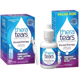 TeraTears Száraz Szemkezelés Kenőszer Szemcseppek Száraz Szemek, Preservatív Szabad Szemcseppek, 30 Single-Use Vials & Dry Eye Therapy Szemcseppek Száraz Szemcseppek, 1,0 Fl Oz