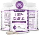 Premium 5- HTP Plus kiegészítés 250mg Maximális hatáserősség - Alvászavar, Mood Boost, Promotes nyugalom & Relaxation, Stressz Management Support - Enhaned with Vitamin B6, Gluten Free, Non-GMO, 60 Veggie Caps