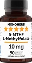 MONOHERB L- Metilfolát 5- MTFF 10 mg - 90 Vegetáriánus kapszula - metil folsav kiegészítés