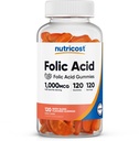 Nutricost folsav (B9-vitamin) Vegetáriánus gumik (120 gumi, 1 mg folsav per szerving) - Kiegészítés férfiak és nők számára