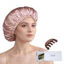 100% Mulberry Silk Bonnet alvó nők hosszú haj -Double Layer Alvási Cap -Selyem Alvási Bonnet rugalmas marad a fején (rózsaszín, nagy)