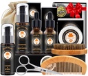 XIKEZAN Beard Kit for Men Grooming & Care w / Beard kondicionáló, Mosó, Olaj, Balm, Brush, Comb, Születésnap Apák Valentin ajándékok férfiak neki apa férj barátja Karácsonyi ajándékok Mens Stocking Stuffers