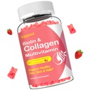 Collagen Gummees for Women Women, Women Over 50, Collagen Peptides Protein Type I, II, III, V, X with Biotin Keratin C vitamin A D E B12 K2 for Skin Hair Nails Immunity Energy 60 Strawberry Flavored Gumies