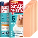 Medical Grade Silicone Scar Sheets - 6pk (5.7 "x1.6") - Látható különbség a sebészeten és a Keloid Marks - Rehasznosítható C-Section Scar Silicone Strips - Könnyen használható Strips