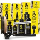 A Beard Club Advanced Beard Growth Kit - Derma Roller, Growth Oil, Vitamins and Vitamins Spray, Shampoo and Boar Bristle Brush - Ajándék készlet - Cedar