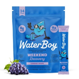 Waterboy Weekend Recovery 124; 3,187mg Electrolyte Powder Packaets n.e.124; Ginger + L- Theanine + Vitamins n.e.124; No Sugar, All Natural, Gluten Free Affault 124; 24 Drink Stick Mix (Grape)