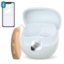RIC egyetlen hallókészülék szeniorok, CUSTOM FIT Digital Over- Th- Counter Recharactive Tinnitus Masking Premium hallókészülék megoldás felnőttek, szinte láthatatlan Bluetooth hívás engedélyezett, Auto-On, 1pc Bal oldal